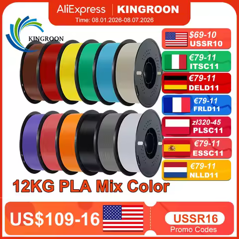 10KG/22LBS Multicolor PLA Filament 1KG/Roll 1.75mm For 3D Printer Material for 3D Printing 3D Printe