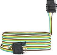 ABN Trailer Wire Extension, 10ft, 4-Way 4-Pin Plug Flat 20 Gauge – Hitch Light Trailer Wiring Harness Extender