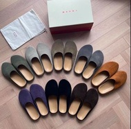💎MARNI slippers  牛皮麂皮半拖包頭拖鞋