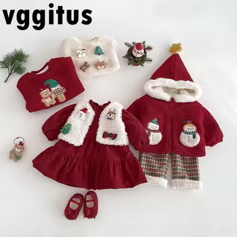 Christmas Sister Matching Outfits Girls Snowman Santa Winter Coat Dress Vest Festive Plaid Pants Fes