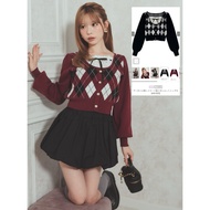 Argyle pattern layered ribbon knit top [mb1625] GRL Japan - Pre Order