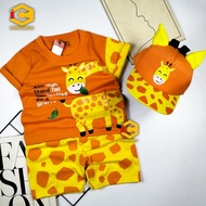 IDC BOYS' SET WITH GIRAFFE GIRAFE MOTIF WITH HAT FOR AGES 1 TO 10 YEARS