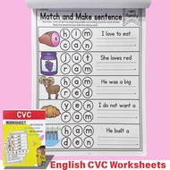 English CVC Words Workbook for Kids Children Consonant-Vowel-Consonant Phonics Educational Practice 