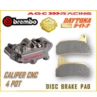 BREMBO CALIPER DISC BRAKE PADS CALIPER CNC 4 POT GOLD QUALITY