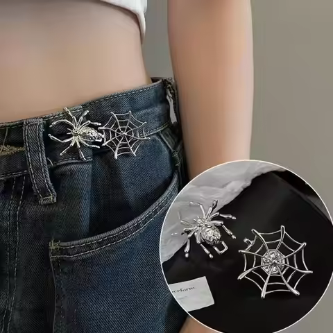Durable Spider Web Jeans Buttons Roses Chinese Knot Shape Replacement Pants Pins Waist Adjust Reusab
