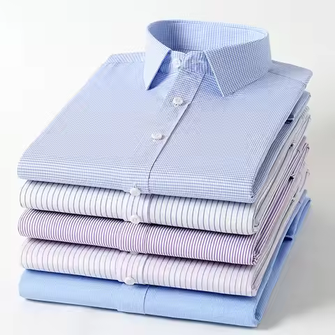 4XL 5XL 6XL 7XL 8XL Bamboo Fiber Plaid Shirt Striped Blue Casual Business Longsleeve Shirt for Men S