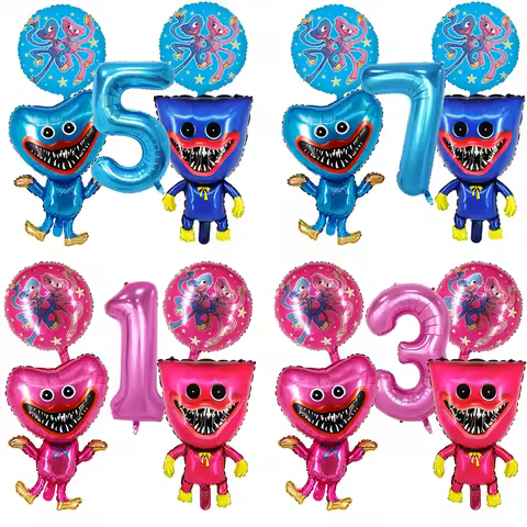 Game Huggy Wuggy Number Balloons Decoration Poppy Playtime Birthday Party Ballon Set Baby Shower Car