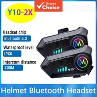 Y10-2X Motorcycle Helmet Bluetooth Headset Intercom IPX6 Waterproof 2000mAh