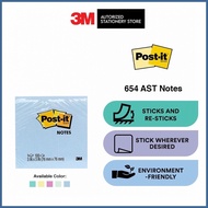 3M Post-it Notes, 3in x 3in, 100 sheets 654 AST [MP654AST]