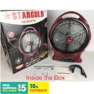 Fan Stargold (SG-4047M) Rechargeable 12 Inch Blade+Led Lighting+Low High Option+Moving Option+USB Po