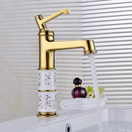 Gold Deck Mounted Brass and Ceramic Faucet Bathroom Basin Faucet Mixer Tap Rose Gold Sink Faucet Bat