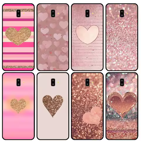 Gold Rose Pink Love Heart Case For Samsung Galaxy J4 J6 Plus 2018 A6 A8 A7 A9 J8 J1 J3 J5 J7 2016 A3