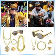 Kelln Hip Hop Costume Kit 80s 90s Cosplay Outfit Jewelry Cool Rapper Accessories Gifts
