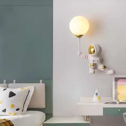 Nursery Room Children's Room Wall Light Resin Astronaut G9 Bulb Speaceman Boy Bedroom Bedside Night 