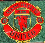 โลโก้แมนเชสเตอร์ ยูไนเต็ดmanchester united เหล็กตัดเลเซอร์ ขนาด *50x50 cm.หนา 3 mm  ทำสีเหมือนจริงเห