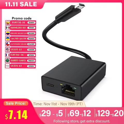 ELECTOP Ethernet Adapter for Fire TV Stick, Micro USB to RJ45 Ethernet Adapter Compatible with Fire 