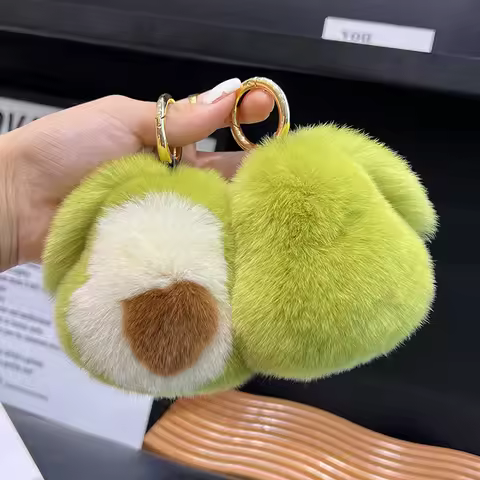 Soft Stuffed Avocado With Feet Plush Keychain Furry Fur Kawaii Fruit Keyring Women Car Keys Charms B