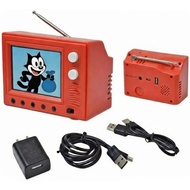 Mini Retro TV, Pixel Pocket Tiny TV, 2.4 Inch HD 480p with 8GB Storage, Support USB Upload Video, 18