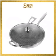 🌸 32/34/36CM 316 HONEYCOMB ONE HANDLE WOK 316单柄不锈钢蜂炒锅 HONEYCOMB WOK 316 TAHAN CALAR