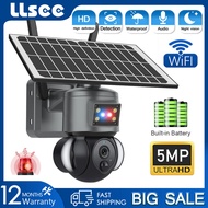 LLSEE 5MP solar CCTV WIFI camera 360 PTZ wireless CCTV outdoor waterproof camera color night vision two-way call