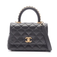 【二手】香奈兒 (Chanel) Coco Handle XXSTOPAS2215 黑色魚子醬紋小牛皮（粒面小牛皮）Coco Handle 絎縫雙肩帶鏈條