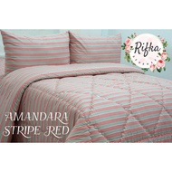 KATUN LOKAL Rifka Bedsheet T30 Local Cotton Bedspread - Amandara Stripe Red