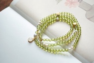 4mm天然原礦 橄欖石水晶 天然珍珠 設計多圈手串 項鍊fs