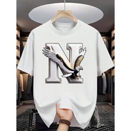 Four Seasons Lelaki Fesyen Bercetak Corak Surat T-shirt Lengan Pendek Uniseks