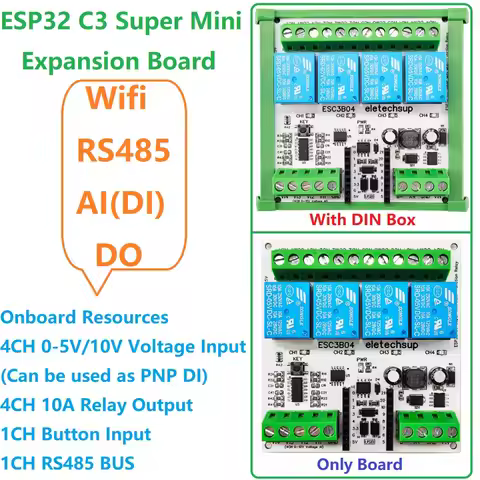 Analog Input ESP32 C3 Super Mini RS485 Relay Expansion Board Smart Home IOT Simple PLC DC 9V 12V 24V