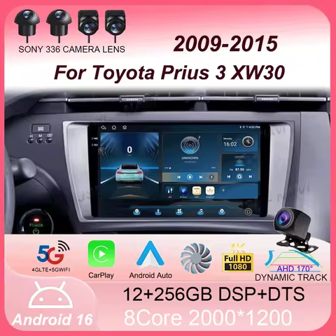 Android 16 Carplay Car Radio For Toyota Prius 3 XW30 2009 - 2015 LHD RHD Multimedia Video Player Nav