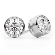 3CT Round Moissanite Stud Earrings for Women, Colorless VVS1 Clarity Moissanite Diamond Earring in 9