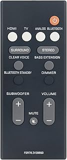 New FSR78 ZV28960 Replacement Remote Control fit for Yamaha Soundbar System ATS1060,ATS-1060,ATS1070,ATS-1070,YAS207,YAS-207,YASCU207,YAS-CU207,NSWSW42,NS-WSW42 Front Surround System ZV289600 FSR78