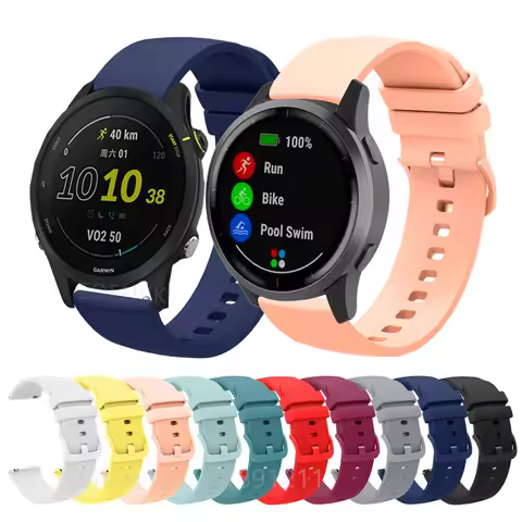 Silicone Band For Garmin Forerunner 255 255S 245 55/Venu SQ 2 Plus 2S 3S/Vivoactive 4 4S 3 Strap Wat