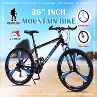 mountain bike 26” Inch Mountain Bike Double Disc Brake 21 Speed Gear MTB Bicycle Adult Road Bikes Front Fork Suspension Basikal Gunung