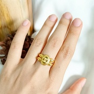 Cincin Wanita Tulisan Love Permata Jejer Jewellery Ring Emas asli