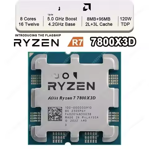 Top AMD R7 7800X3D Ryzen 7 7800X3D 5.0 GHz 8 Cores 16 Threads CPU 5NM L3=96M 100-100000910 Socket AM