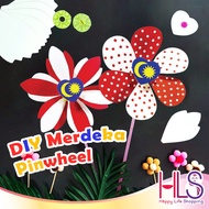 HLS Kids Children Play Art and Craft 10in1 DIY Merdeka Flower Pinwheel with Color Set Malaysia Windm