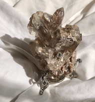 巴西幽靈簇 白水晶簇 茶晶簇 白幽靈 水晶 擺設 連座 phantom