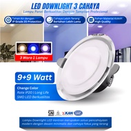 UNGU Vantron LED Downlight 3 Colors Yellow Purplebiru 9 Watt LED Downlight Panel Light 9+9 Watt Deco
