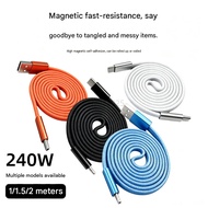 KAIYUE 240W Fast Charging Flat Magnetic Charging Data Cable 1M/1.5M/2M USB-C fast charing cord for H