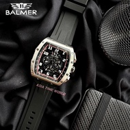 宾马 Balmer 8120G SS-4 Tonneau Chronograph Men’s Watch with 50m Water Resistant Black Rubber Strap