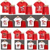 Unisex children's suit August 17, girls, boys, August 17, Indonesian brand, short sleeves, 2-12 year