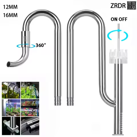 ZRDR Aquarium Lily Pipe with Surface Skimmer Inflow and Outflow Stainless Steel for Aquarium Filter 