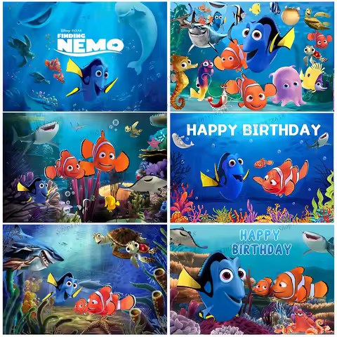 Disney Finding Nemo Movie Birthday Backdrop Boy Kids 3rd Party Background Kawaii Marlin Nemo And Dor