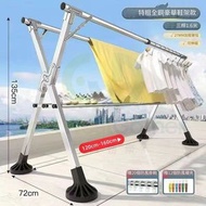 東西物聚 - 包送貨-晾衫架曬衣架 掛衣架晾鞋架 特粗特厚全鋼五桿1.6米 防風大腳 可折疊+可伸縮+戶外防風 落地簡易晾衣架 收納置物架