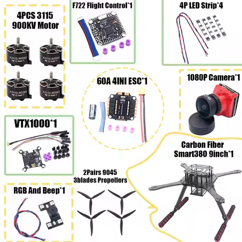 B-CUBE Smart380 450 9/10inch FPV Drone Frame Kit Carbon Fiber Racing Quadcopter Freestyle INAV Beatf