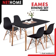 ⚡️NETHOME⚡️120x60 Simple Eames Dining Table with 4 Eames Chairs - Dining Set / Meja Makan
