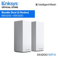 [Bundle Deal - 2 Nodes] Linksys Velop AX4200 Tri-Band WiFi 6 Mesh Router (1 Pack, MX4200) x2, Tri-Band AX Router