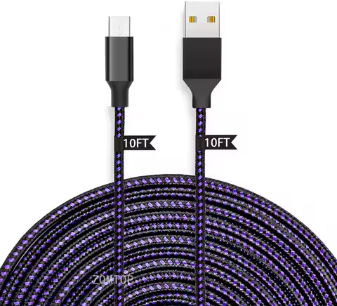 ZOMTOP 3m Micro USB Cable for PS4 and Xbox One Controller Charger Cable 2.0 High Speed Data Sync Cor