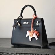 [Pure Hand Sewing] Kelly25 Haas Original Epsom Leather Full Hand Sewing CK89 Black Gold Buckle/Silve